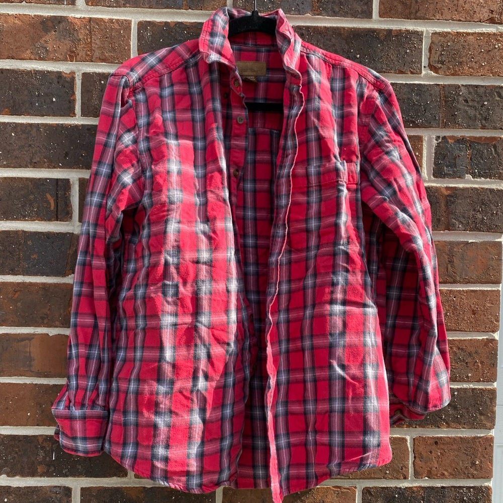 Faded Glory Originals Red & Gray Plaid Flannel Shirt